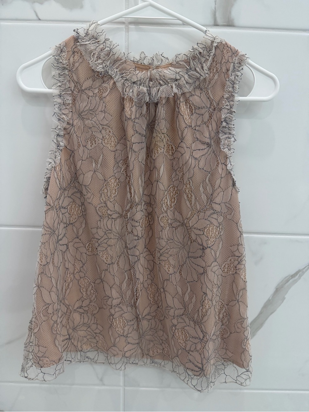 WAIF Sleeveless Beige Lace Overlay Women's Top